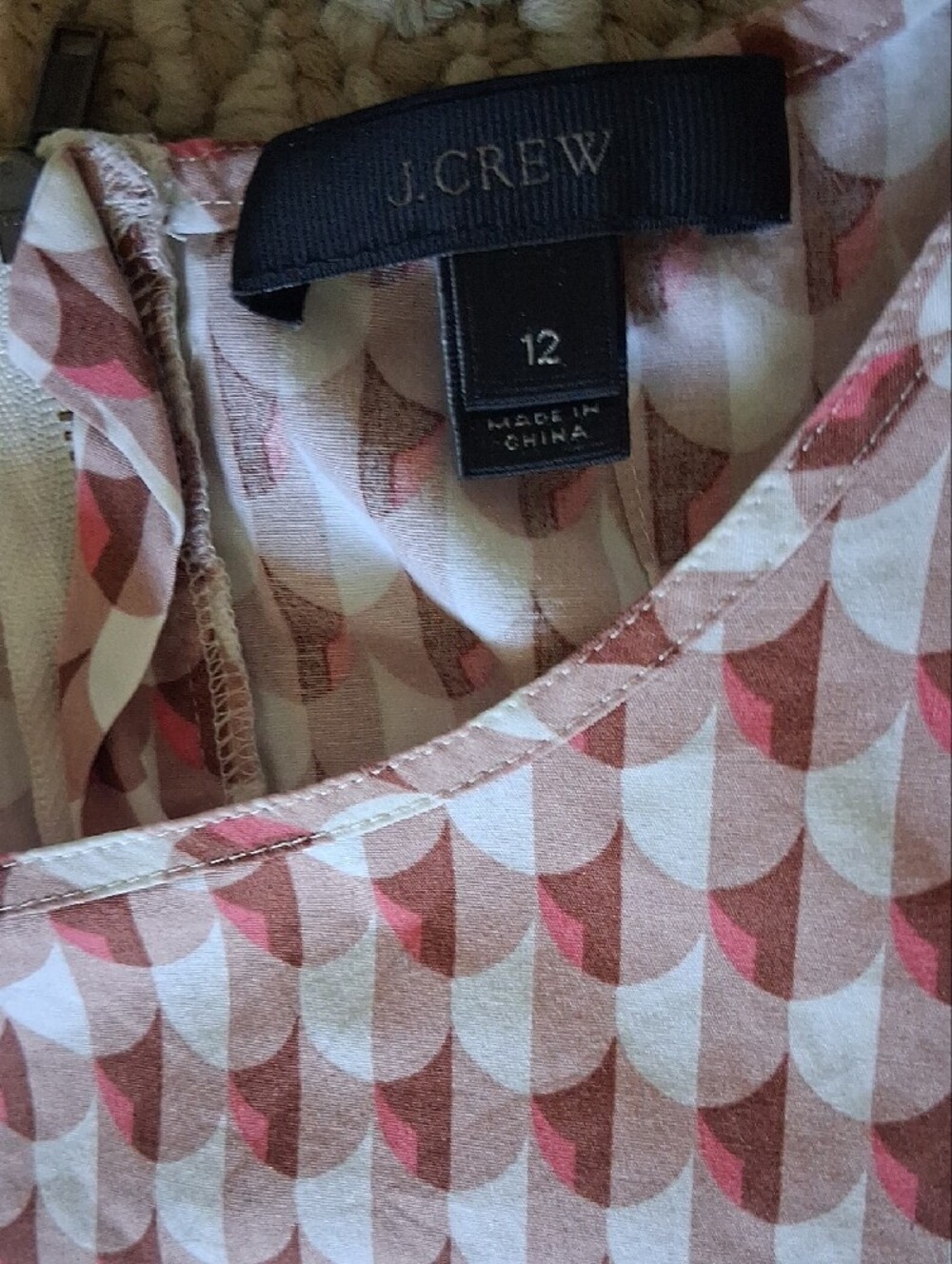 J. Crew Geometric Sleeveless Top 12 Cotton - Picture 2 of 4